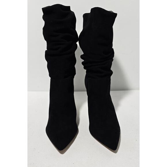 Schutz Ashlee Up Boots Suede Leather Black 9 B Slouchy Stilettos - Picture 3 of 10
